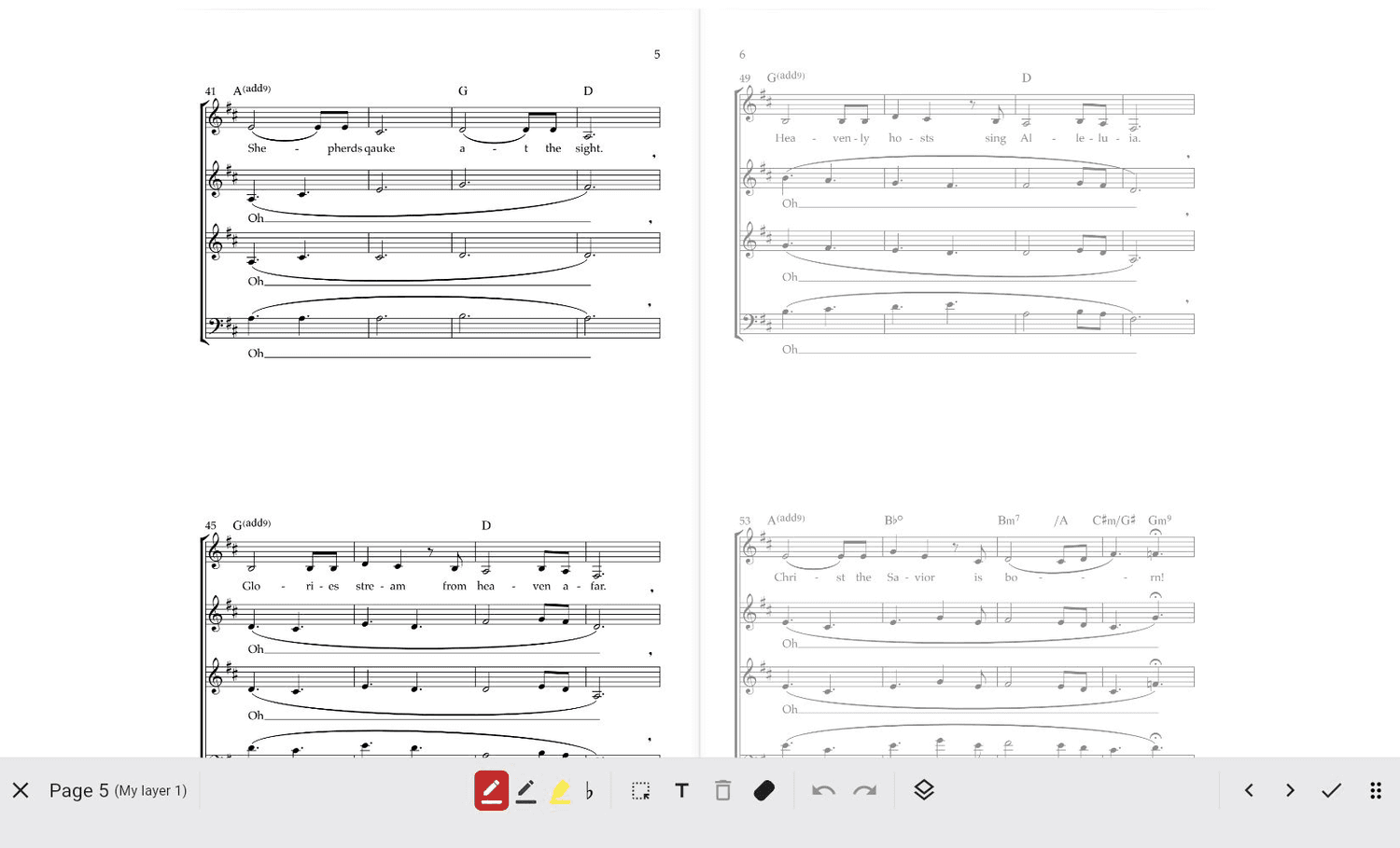 The annotation toolbar in ChoirMate Web