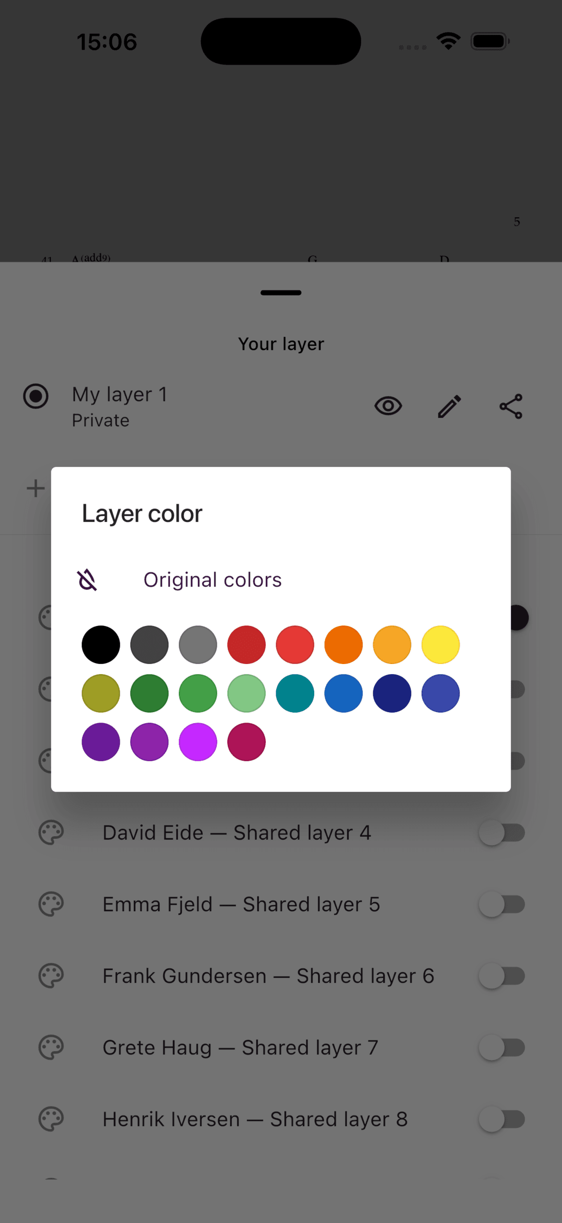 Choosing a display colour for a shared annotation layer