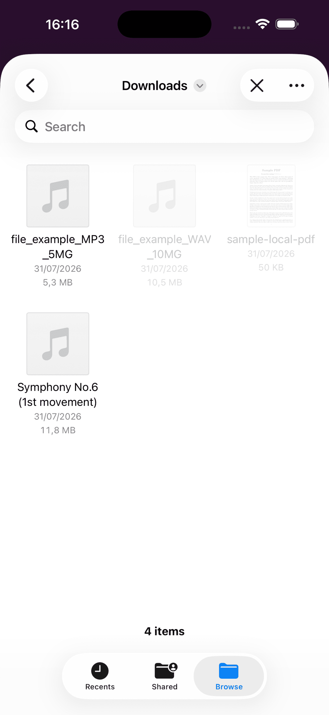 Choosing an MP3 file from the iOS file picker