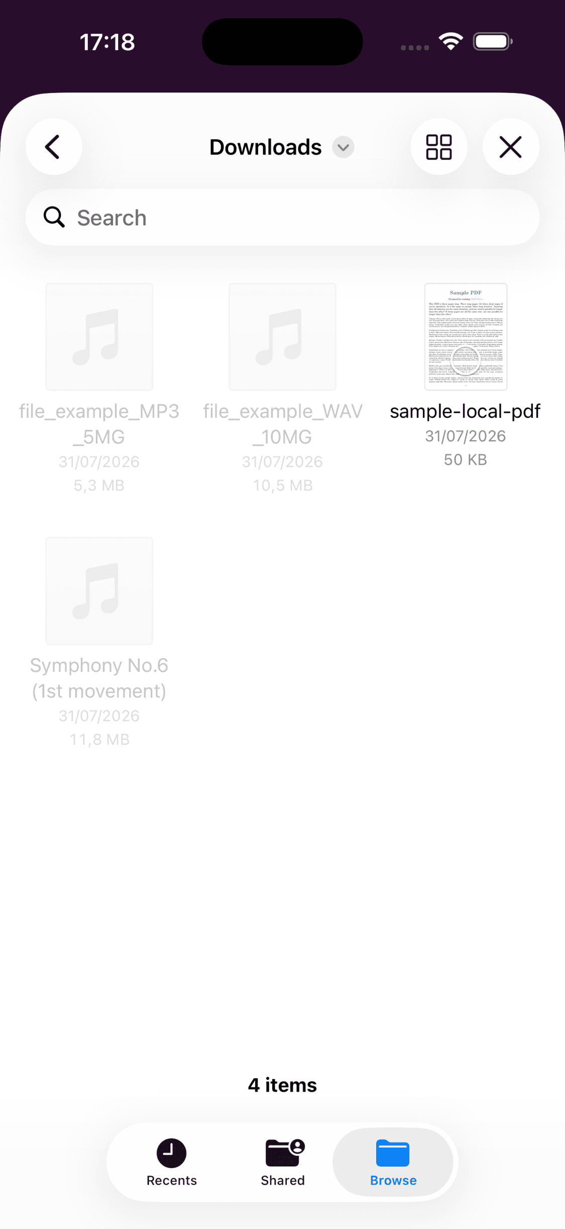 Choosing a PDF in the iOS file picker